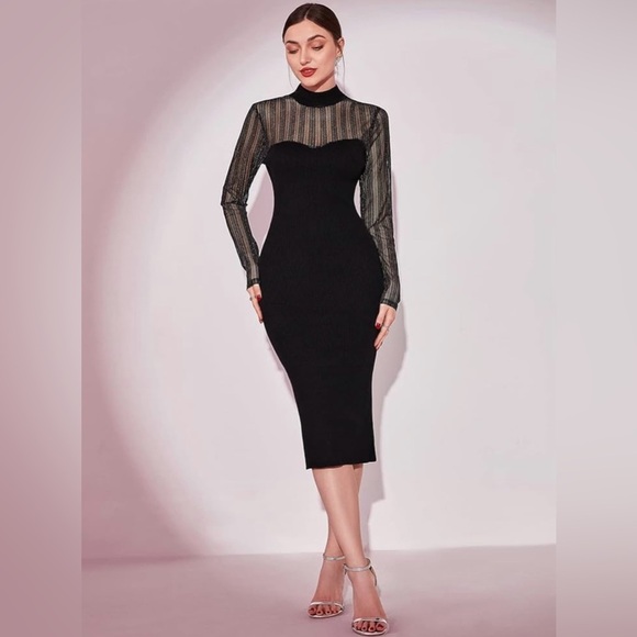 NWOT Black bodycon knit dress - Picture 5 of 10